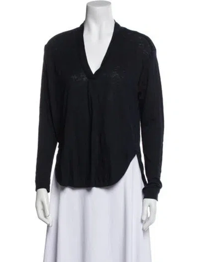 Pre-owned Allude Linen V-neck Top In Blue