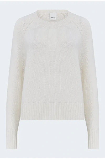 Allude Long Sleeve Crew Neck In White In Neutral