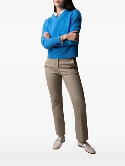 Allude Long-sleeve Crew-neck Sweater In Blue