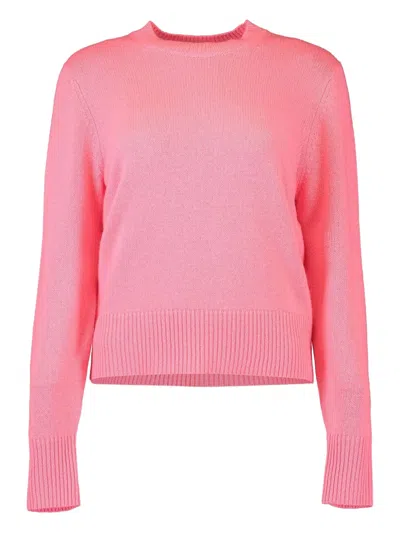 Allude Long-sleeve Crew-neck Sweater In Pink