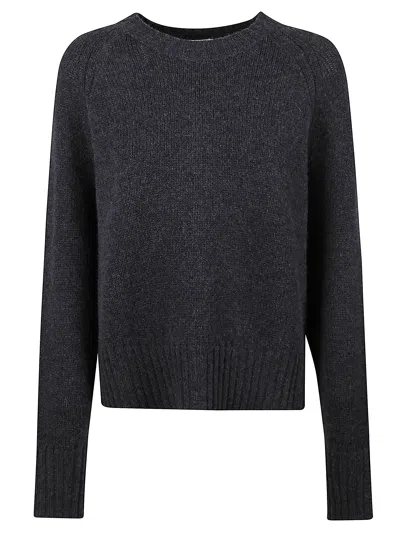 Allude Long Sleeve Ribbed Wool And Cashmere Sweater For Women In Blue