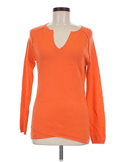Pre-owned Allude Long Sleeve Top Orange V-neck Tops