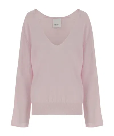 Allude Long-sleeved Sweater In Pink
