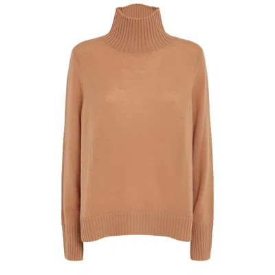 Allude Long Sleeved Turtleneck Knitted Jumper In Brown