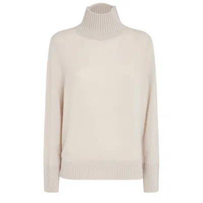 Allude Long Sleeved Turtleneck Knitted Jumper In Neutral