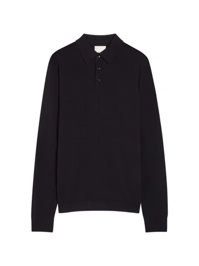 Allude Long-sleeve Knitted Polo Shirt In Black