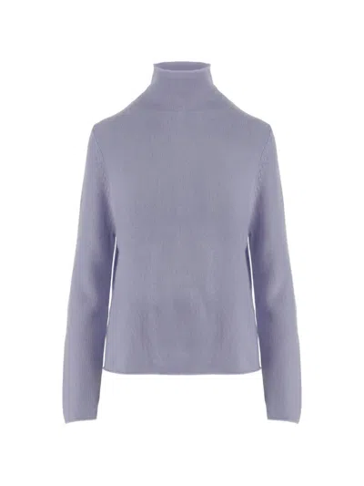 Allude Lilac Patterned Knit Turtleneck Cashmere Sweater In Gray