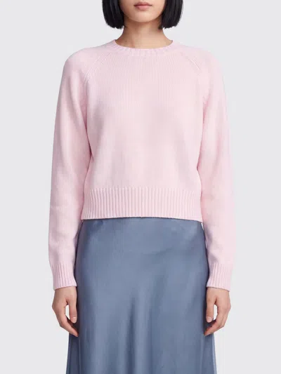 Allude Long-sleeved Cashmere Crewneck Jumper With Ribbed Hem In Pink