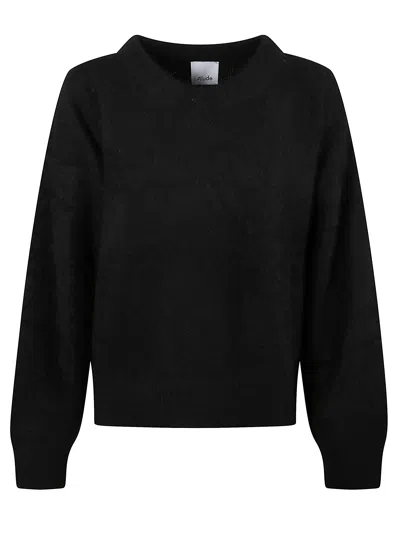 Allude Luxurious Cashmere And Silk Sweater With Long Sleeves In Black