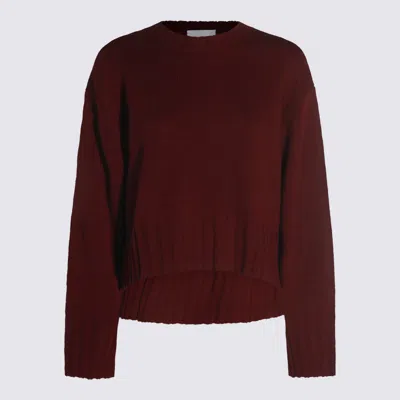 ALLUDE ALLUDE BORDEAUX WOOL KNITWEAR