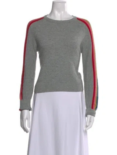 Pre-owned Allude Merino Wool Colorblock Pattern Sweater In Gray