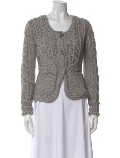 Pre-owned Allude Merino Wool Open Front Sweater In Gray