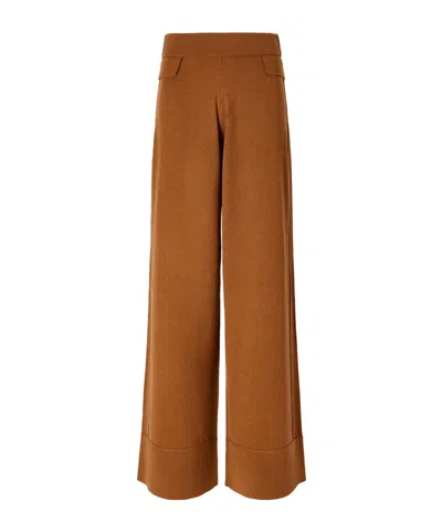 Allude Wool And Cashmere-blend Mid-rise Wide-leg Pants In Brown