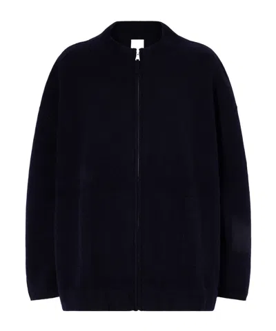 Allude Wool And Cashmere-blend Zip-up Jacket In Blue