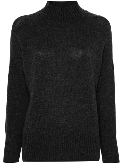 Allude Mock-neck Cashmere Sweater In 黑色