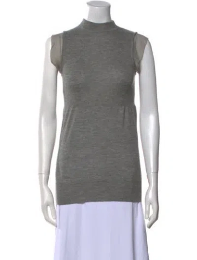 Pre-owned Allude Mock Neck Sweater In Gray