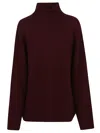 Allude Cashmere Mockneck Sweater With Relaxed Silhouette In Burgundy