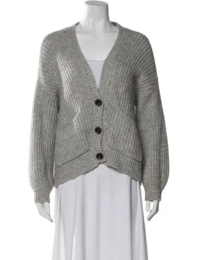 Pre-owned Allude Nylon V-neck Sweater In Gray