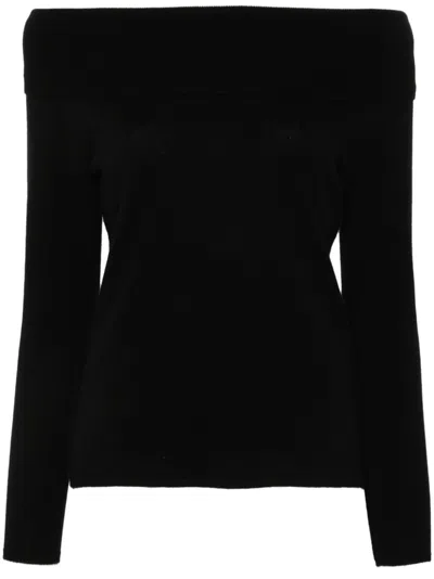 Allude Off-shoulder Sweater In Black