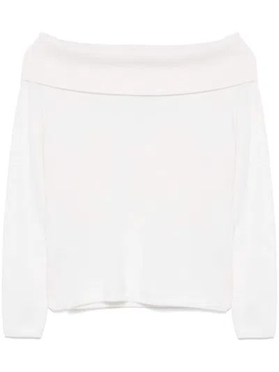 Allude Off-shoulder Sweater In White
