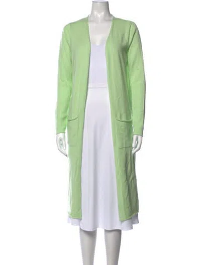 Pre-owned Allude Open Front Sweater In Green