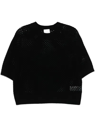 Allude Open-knit Sweater In Schwarz