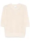 Allude T-shirt In Lochstrick In Nude