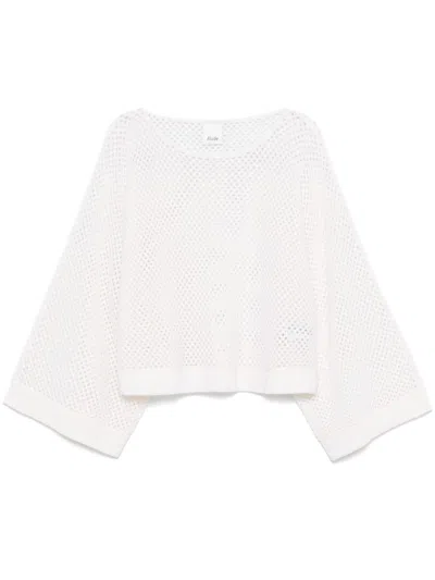 Allude Open-knit White Sweater With Cropped Fit In Neutral