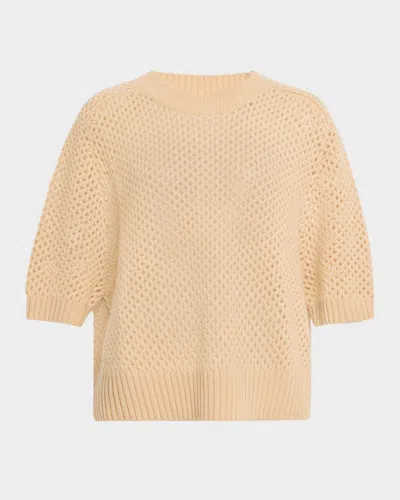 Allude Open-knit Wool Cashmere Sweater In Macadamia