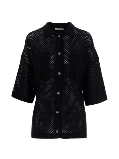 Allude Openwork Cardigan In Black