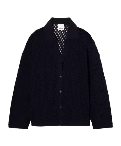 Allude Open-knit Wool And Cashmere-blend Overshirt In Black