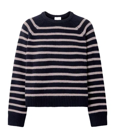 Allude Striped Wool And Cashmere-blend Sweater In Black
