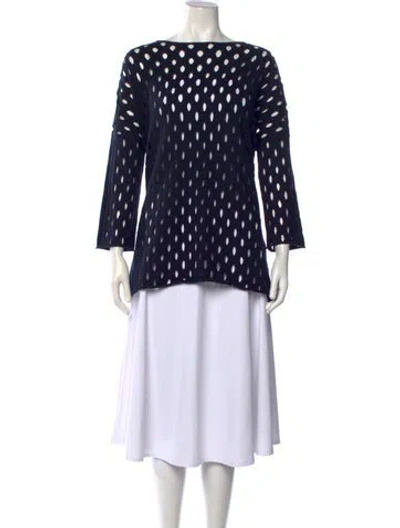 Pre-owned Allude Patterned Bateau Neckline Sweater In Blue