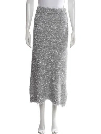 Pre-owned Allude Patterned Long Skirt W/ Tags In Silver