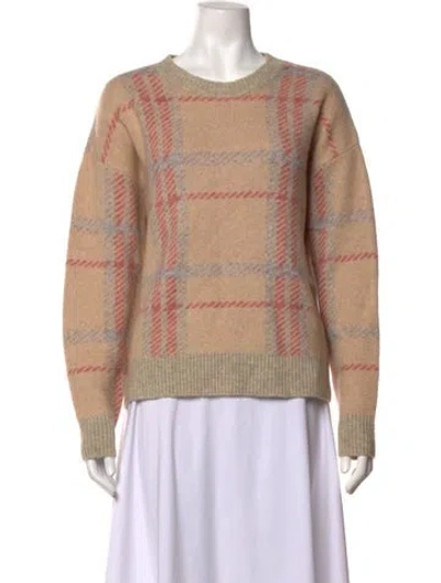 Pre-owned Allude Plaid Print Crew Neck Sweater W/ Tags In Neutrals
