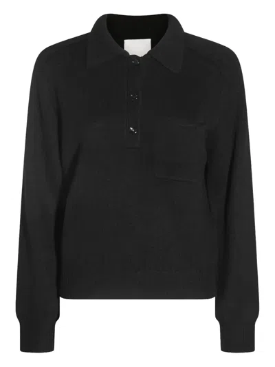 Allude Polo-neck Patch-pocket Sweater In Black