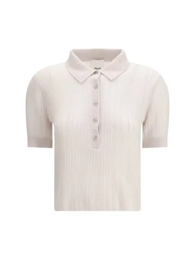 Allude Polo-neck Short-sleeve Sweater In Neutral
