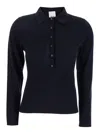 Allude Black Polo Style Sweater With Classic Collar In Black