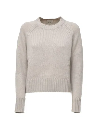 Allude Raglan-sleeve Ribbed-trim Sweater In Gray