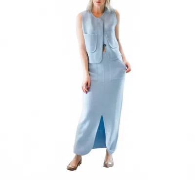 Allude Rd Button Front Vest In Sky Sailor In Blue