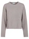 Allude Cropped Knit Sweater With Ribbed Detailing In Gray