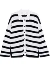 Allude Striped Cardigan With Buttons In White