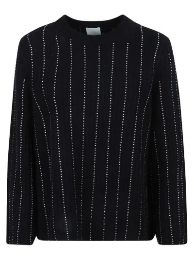 ALLUDE RHINESTONE-EMBELLISHED RIBBED-KNIT JUMPER