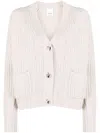 ALLUDE RHINESTONE-STRIPES WOOL-BLEND CARDIGAN