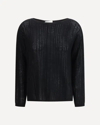 Allude Rib-knit Crew-neck Sweater In Black
