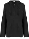 Allude Rib-knit Wool And Cashmere Sweatshirt With Adjustable Hood In Black