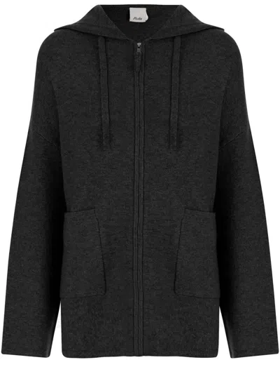 ALLUDE RIB-KNIT WOOL AND CASHMERE SWEATSHIRT WITH ADJUSTABLE HOOD