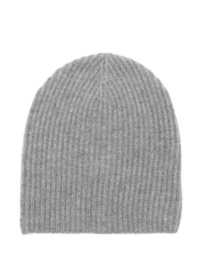 Allude Ribbed Beanie In Gray