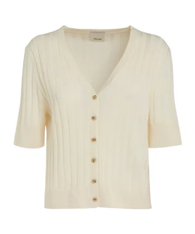 Allude Ribbed Cardigan In Nude