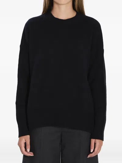 Allude Ribbed Crew-neck Cashmere Sweater In Black